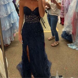 sherri hill navy prom dress 55467